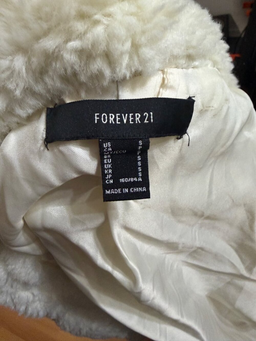 Forever 21 Womens White Faux Shearling Belted Long Coat Size S - Picture 6 of 6